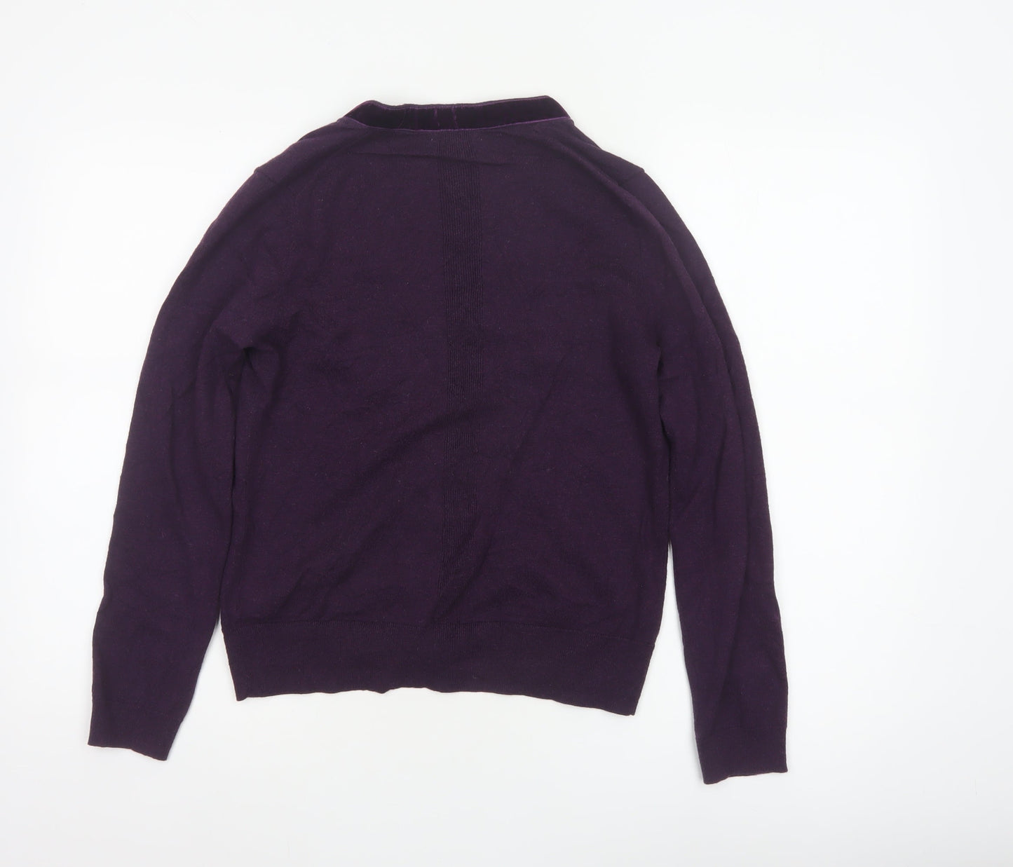 White Stuff Women’s Purple Merino Cotton V-Neck Button Cardigan UK 12
