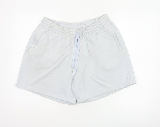 Additional front view of Adidas Women White XL Organic Cotton Sweat Shorts Drawstring Logo