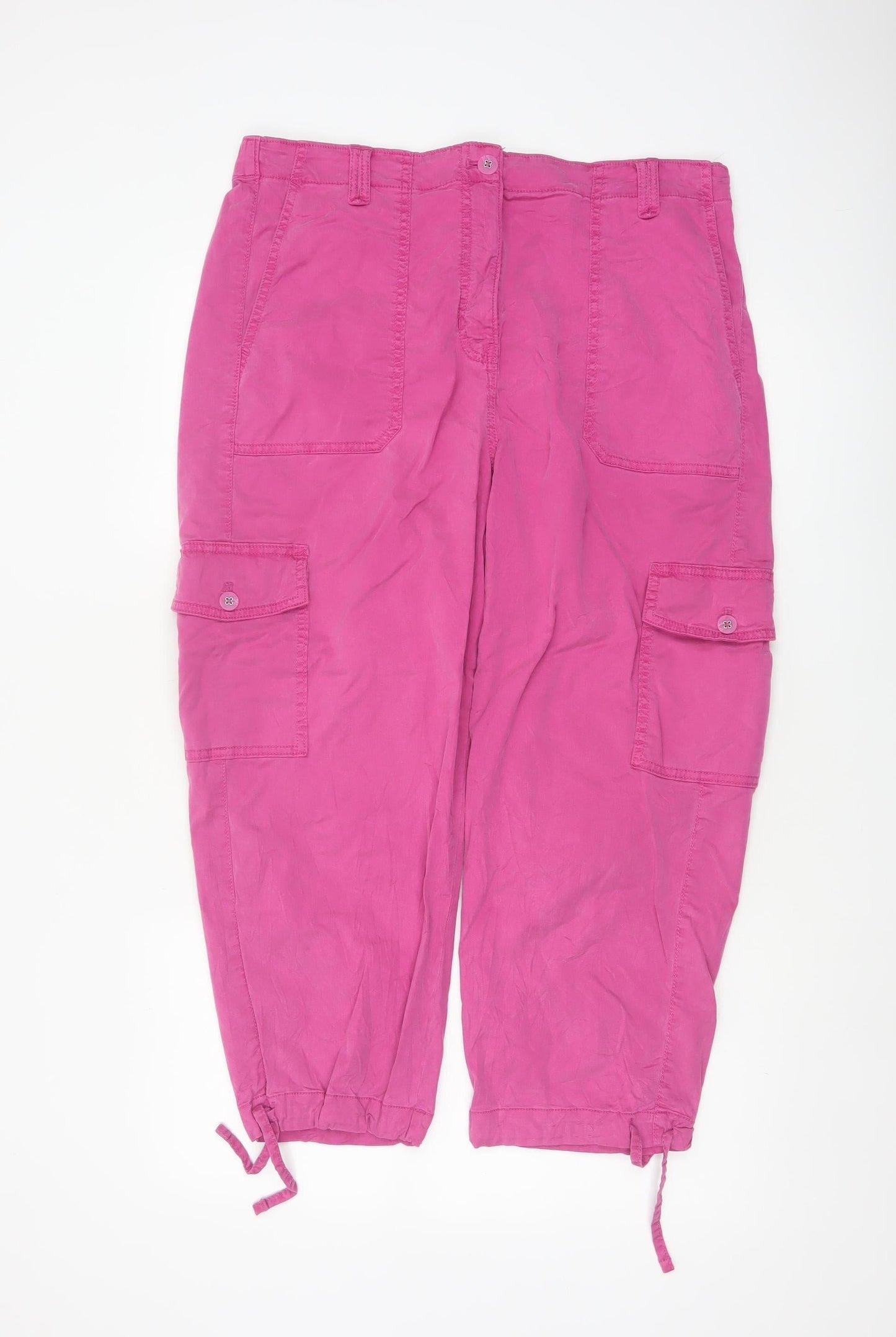 Marks & Spencer Women Pink Size 16 Tapered Cargo Trousers
