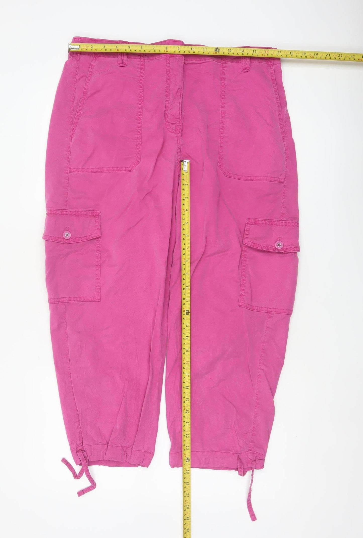 Marks & Spencer Women Pink Size 16 Tapered Cargo Trousers