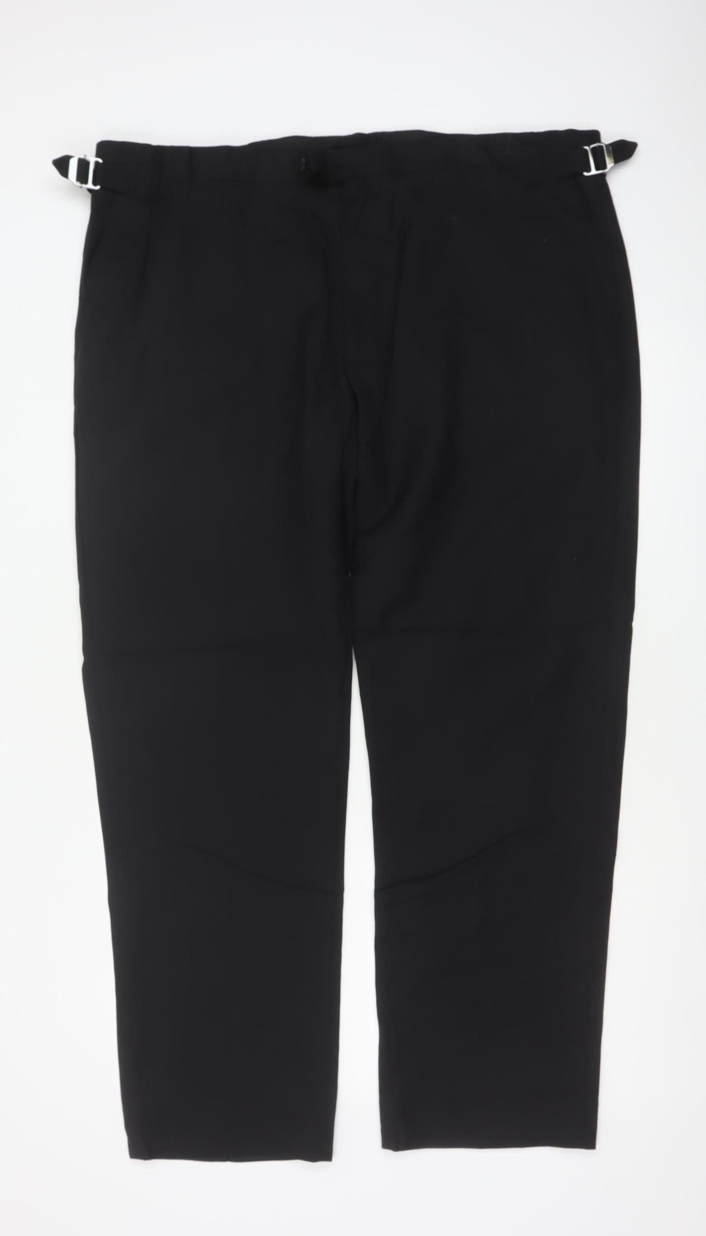 Marks and Spencer Men Black 42 Regular Wool Dress Trousers Side Adjusters