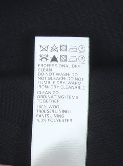 Marks and Spencer Men Black 42 Regular Wool Dress Trousers Side Adjusters