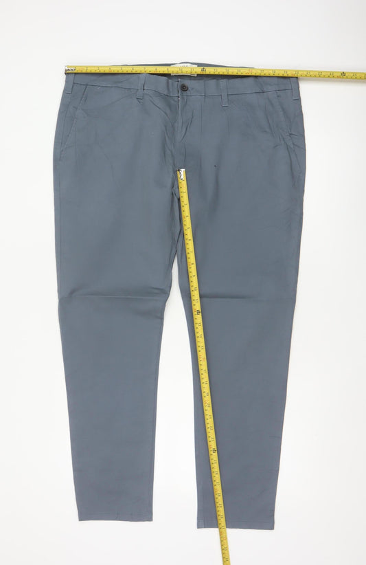 Marks and Spencer Men Grey 40 29 Skinny Fit Cotton Stretch Chino Trousers