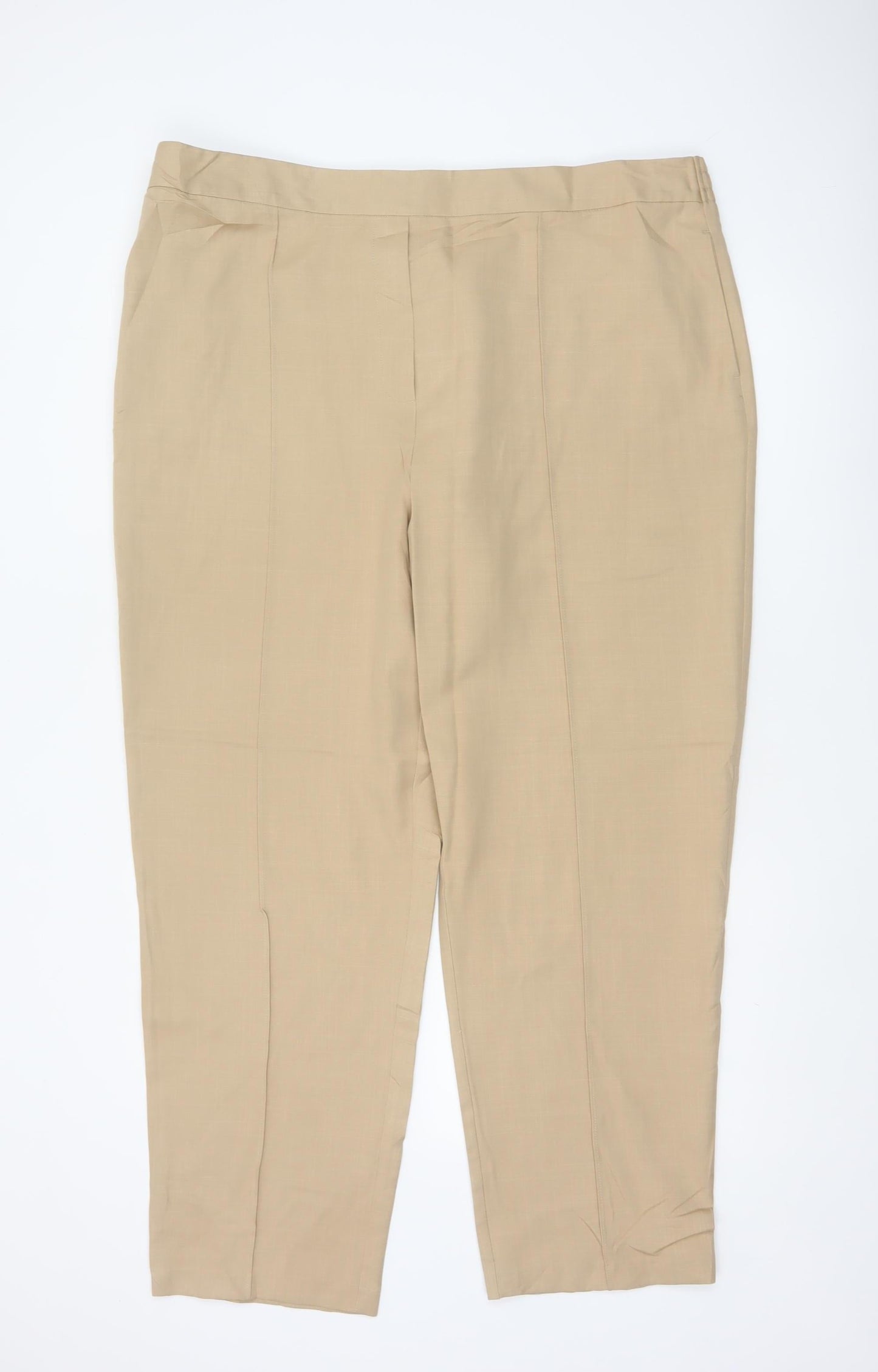 Marks and Spencer Women's Beige UK 22 Regular Tapered Tailored Trousers