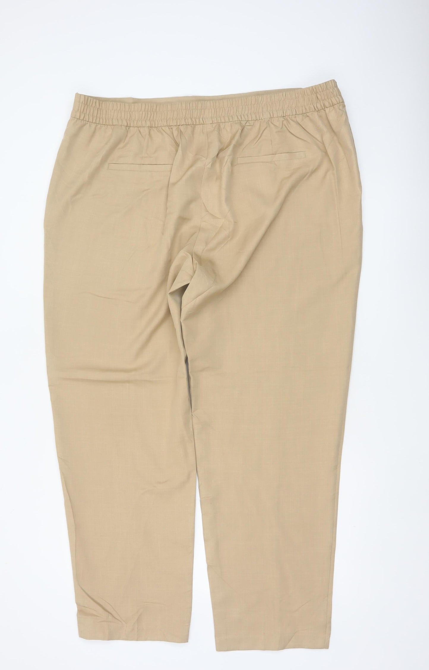 Marks and Spencer Women's Beige UK 22 Regular Tapered Tailored Trousers