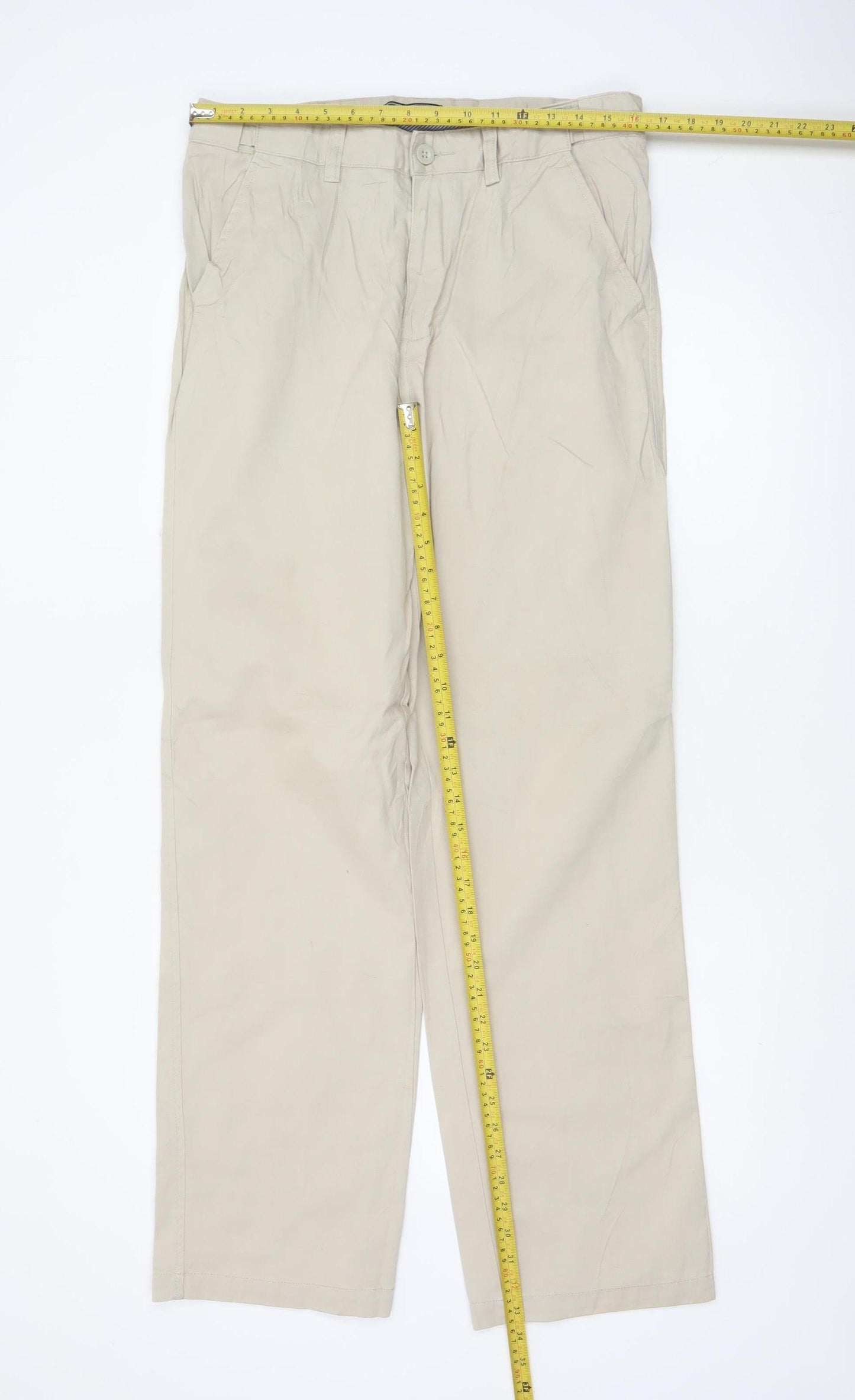 Maine New England Men’s Beige Cotton Chino Trousers 34L Straight Fit