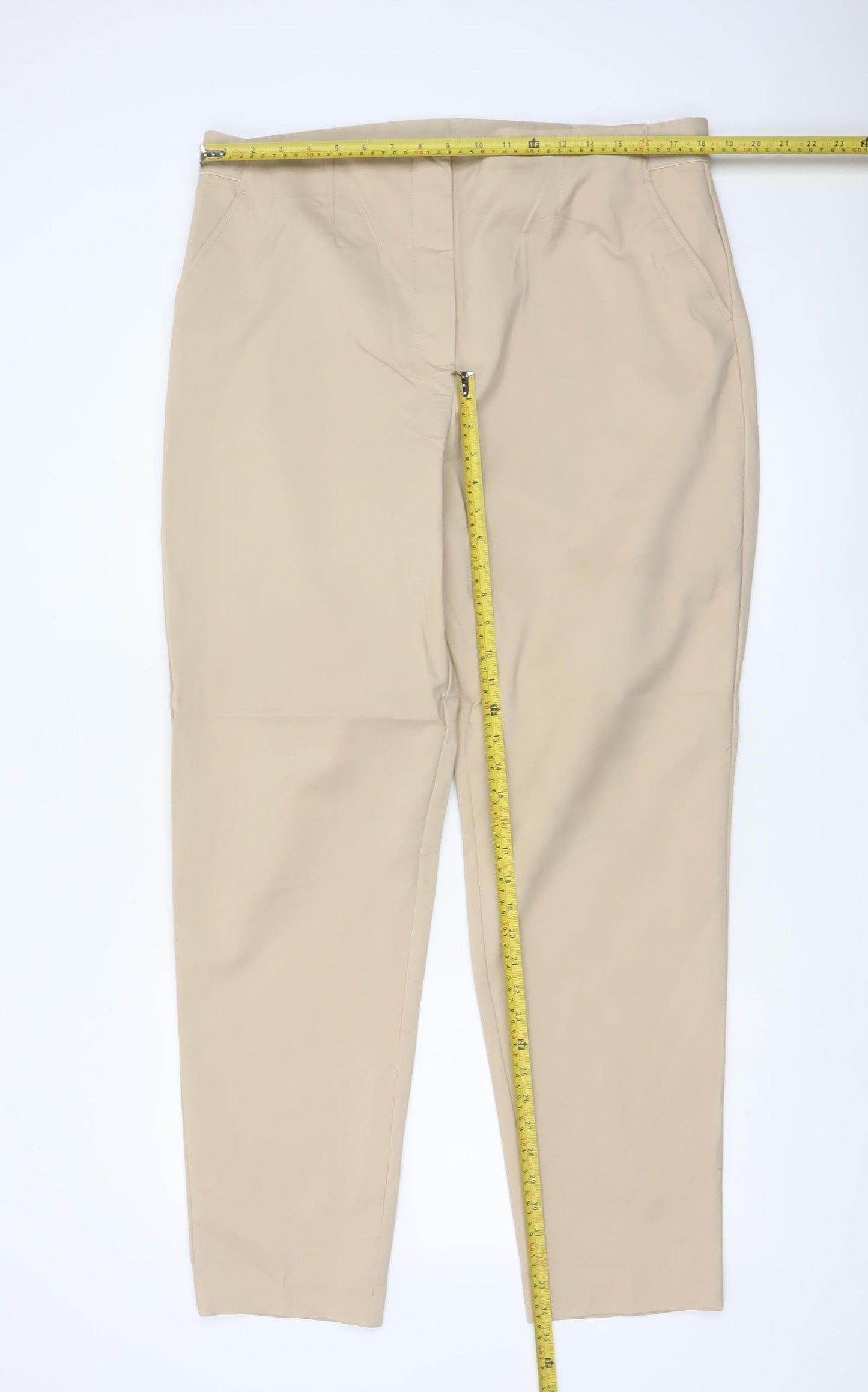 M&S Women’s Beige Size 20 Long Tapered Smart Work Trousers