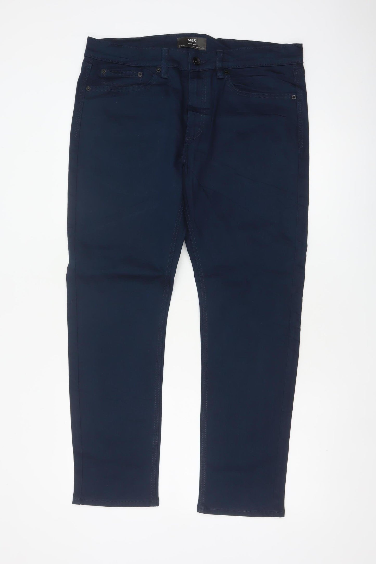 Marks & Spencer Men’s Blue 34/29 Slim Fit Tapered Stretch Jeans