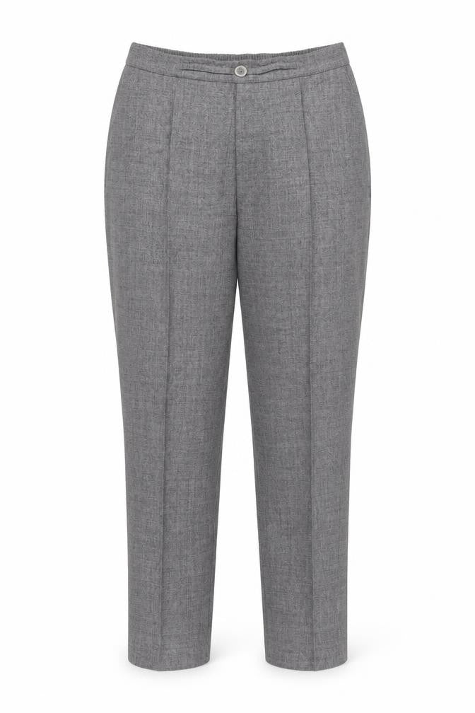 Marks & Spencer Women Grey UK 12 Short Herringbone Straight Dress Trousers
