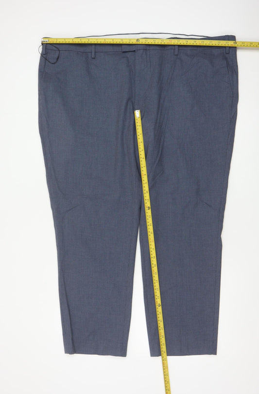 M&S Men’s Blue Linen Blend Dress Trousers 50in Waist 29in Short