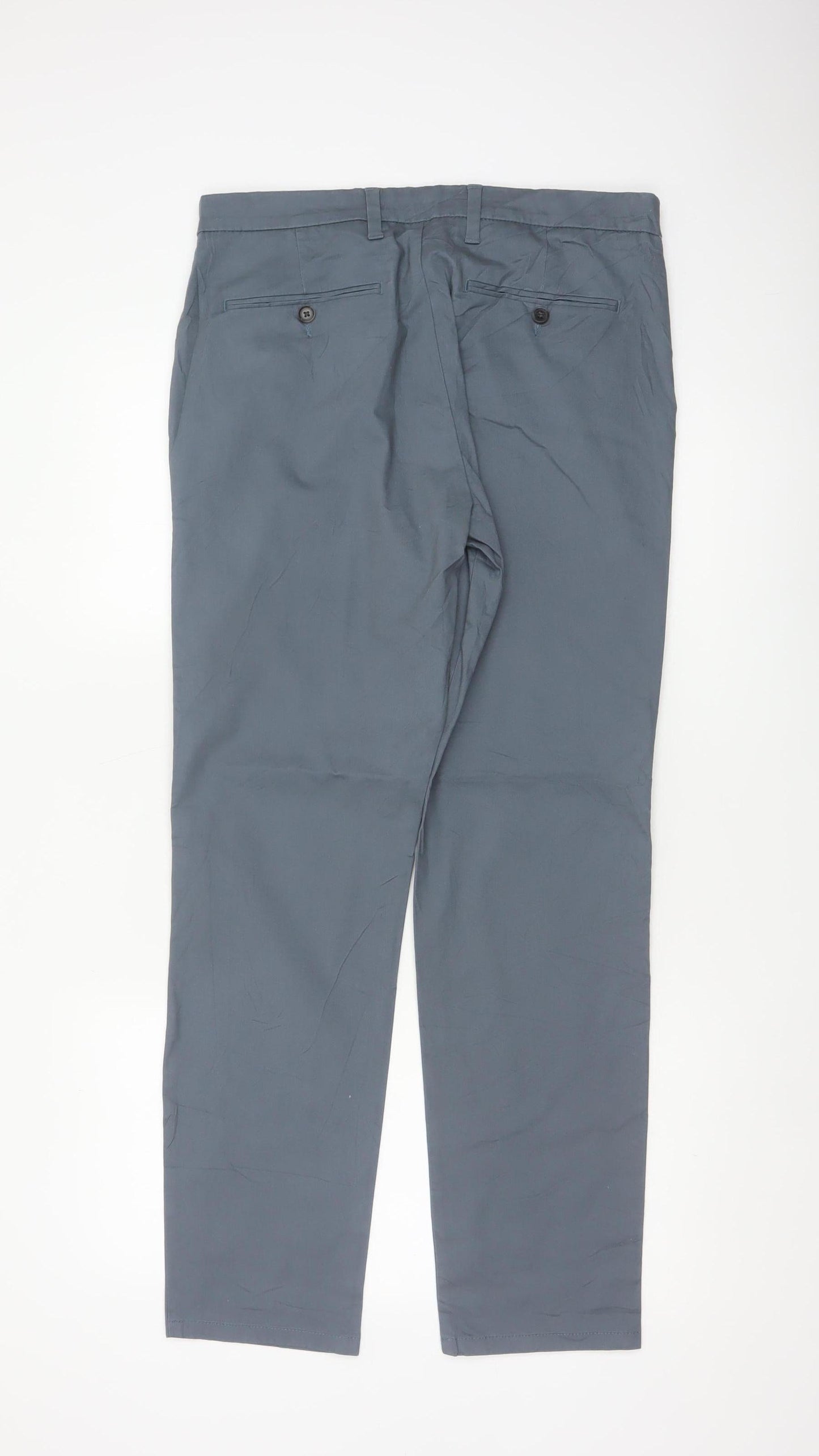 Marks and Spencer Men Grey Slim Fit Chino Trousers 32/31 Cotton Stretch