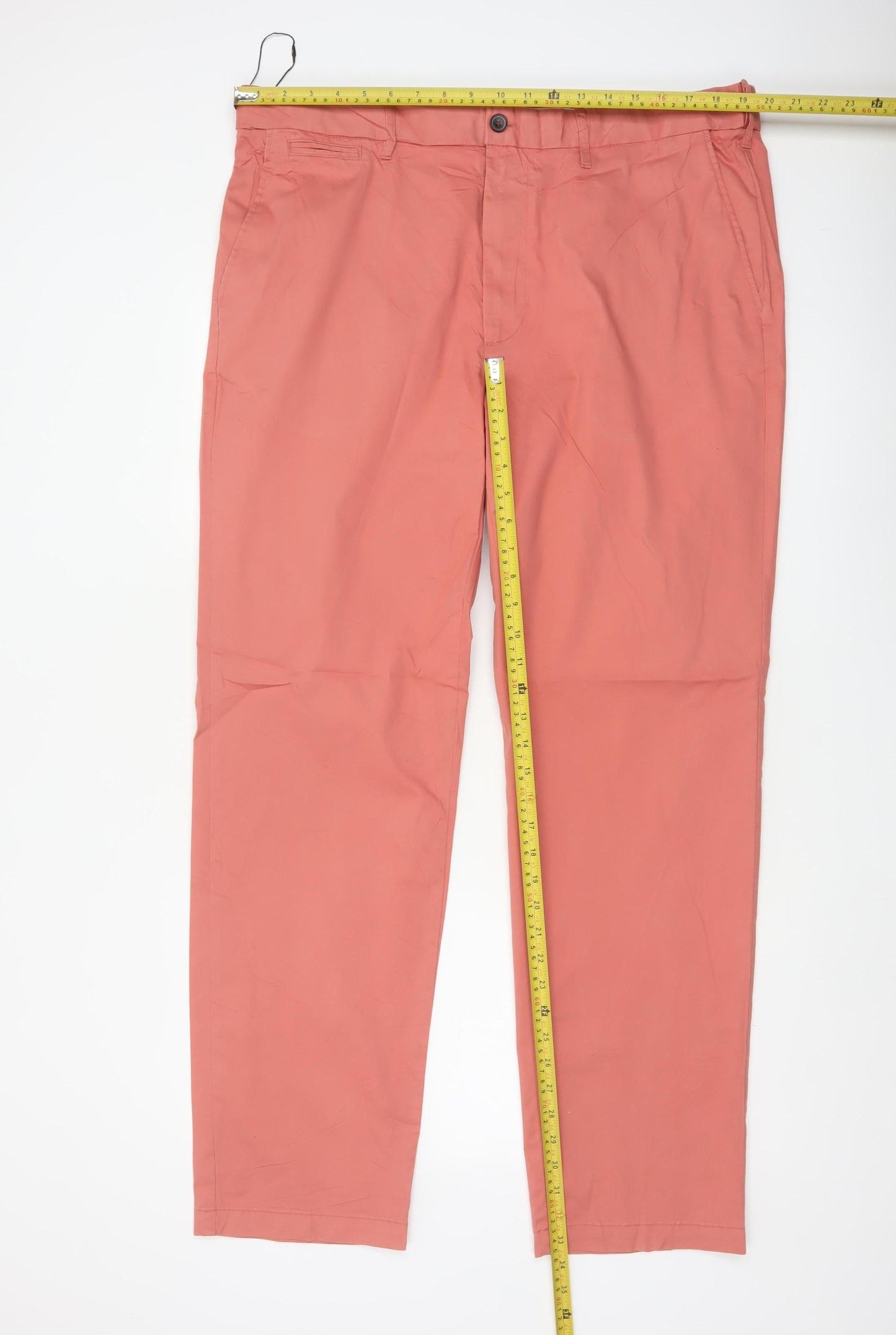 M&S Mens Pink 40in Regular Fit Straight Chino Trousers Cotton Blend