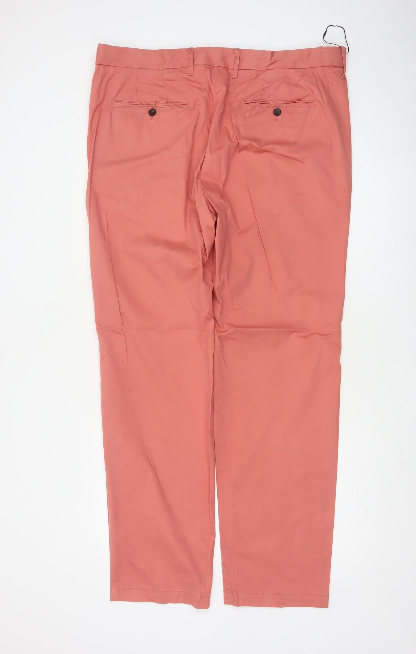 M&S Mens Pink 40in Regular Fit Straight Chino Trousers Cotton Blend