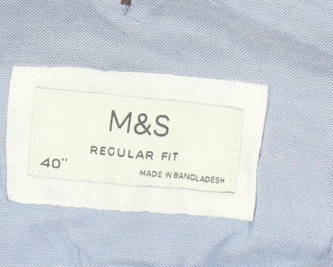 M&S Mens Pink 40in Regular Fit Straight Chino Trousers Cotton Blend