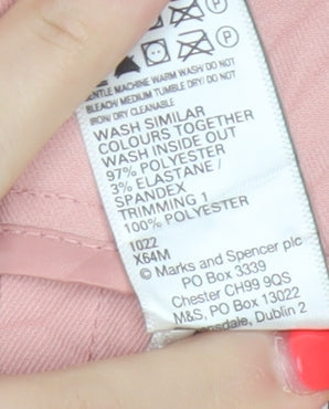 Marks & Spencer Women Pink UK 20 Wide Leg High Rise Trousers