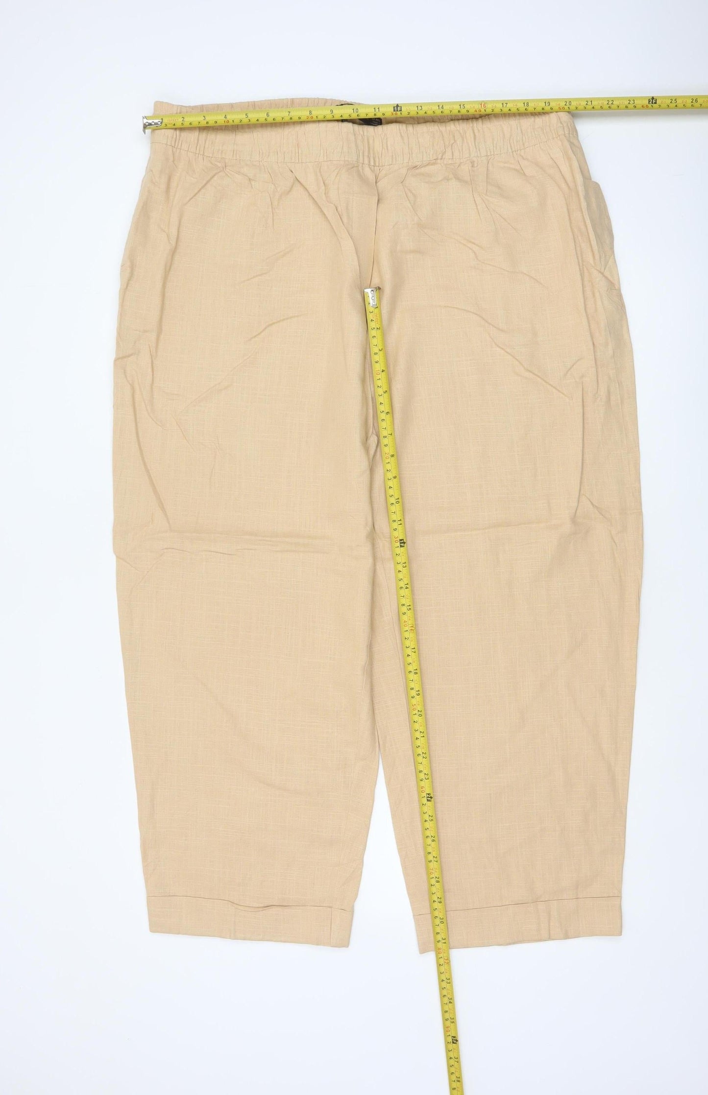 Marks and Spencer Women’s Beige Size 22 Linen Blend Tapered Trousers
