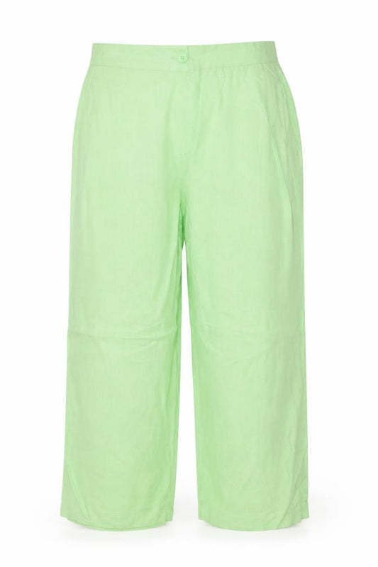 M&S Women Green UK 20 High Rise Wide Leg Linen Blend Trousers