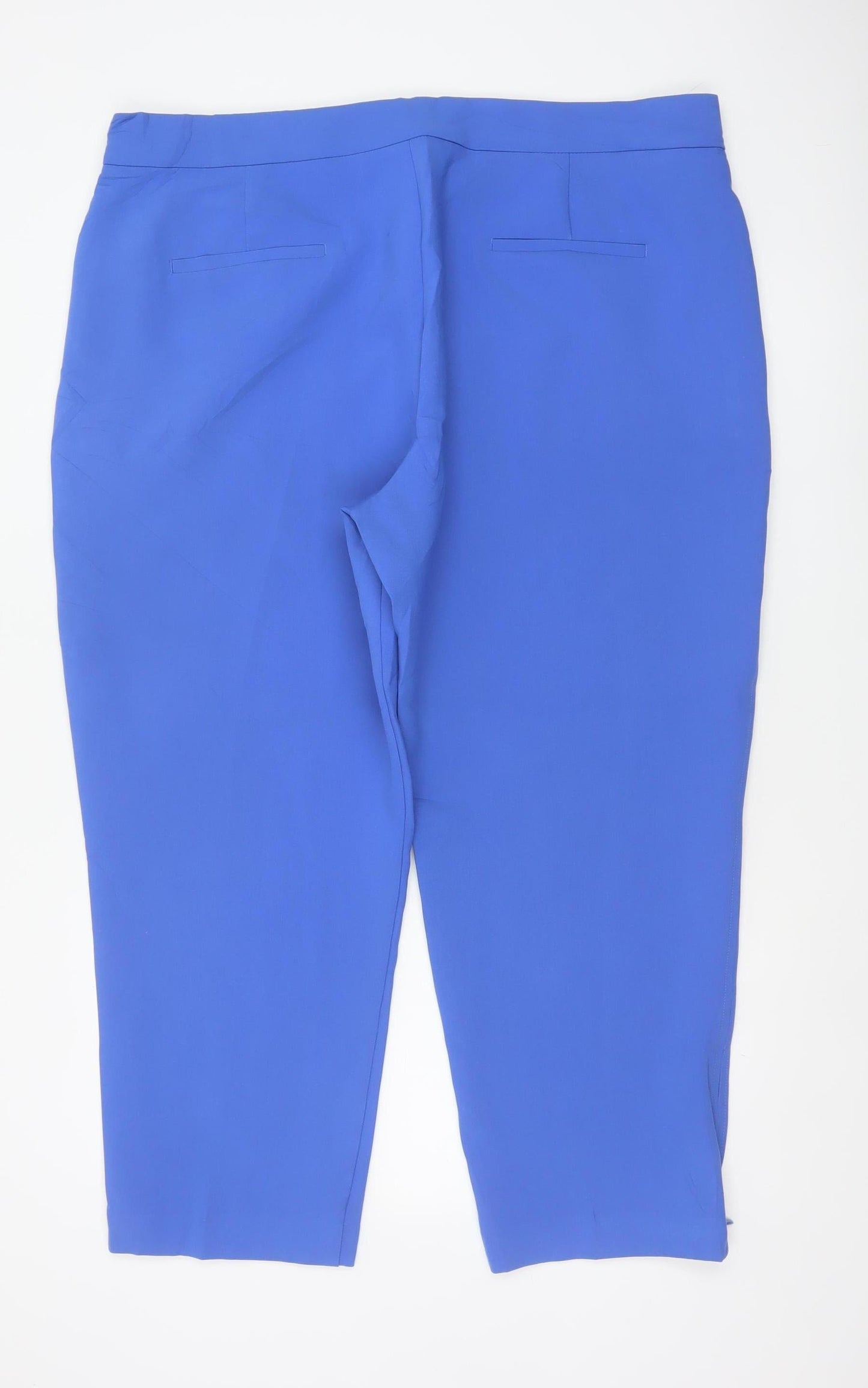 M&S Women Blue UK 22 Short High Rise Straight Trousers
