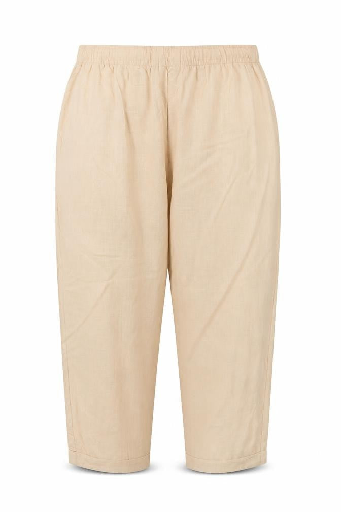 Marks & Spencer Women Beige Size 20 Straight Ankle Grazer Linen Trousers