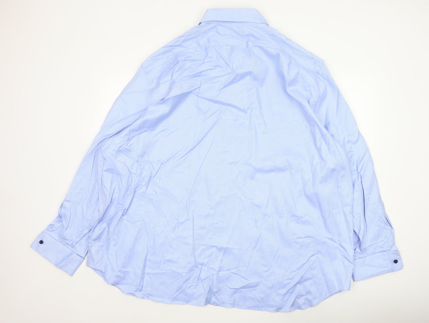 Marks and Spencer Men's Blue 20 Regular Fit Cotton Herringbone Shirt