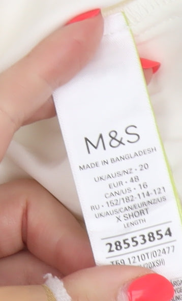 Marks & Spencer Women Ivory UK 20 Short Tapered Chino Trousers