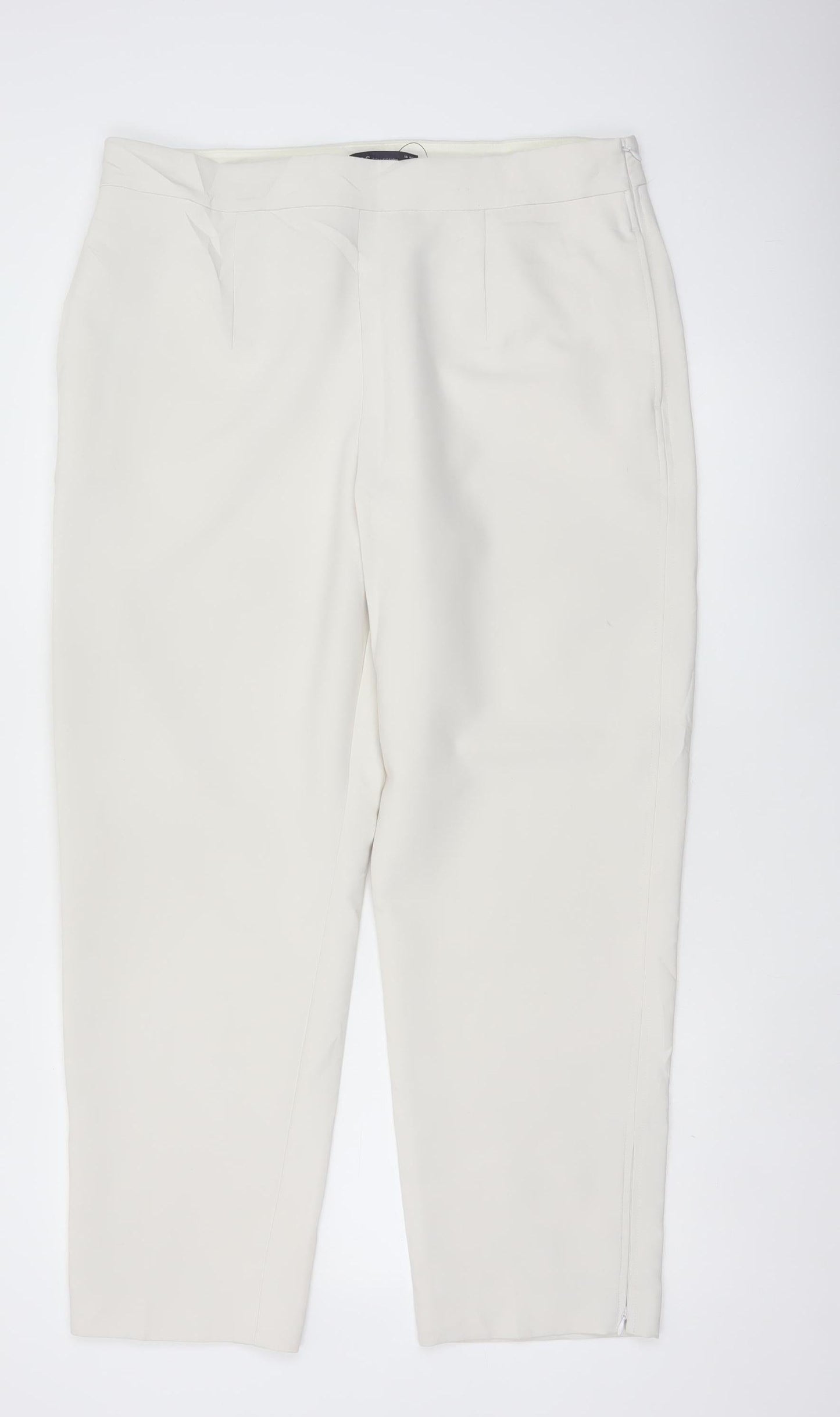 M&S Women Ivory UK 18 Regular Straight Leg Tailored Dress Trousers