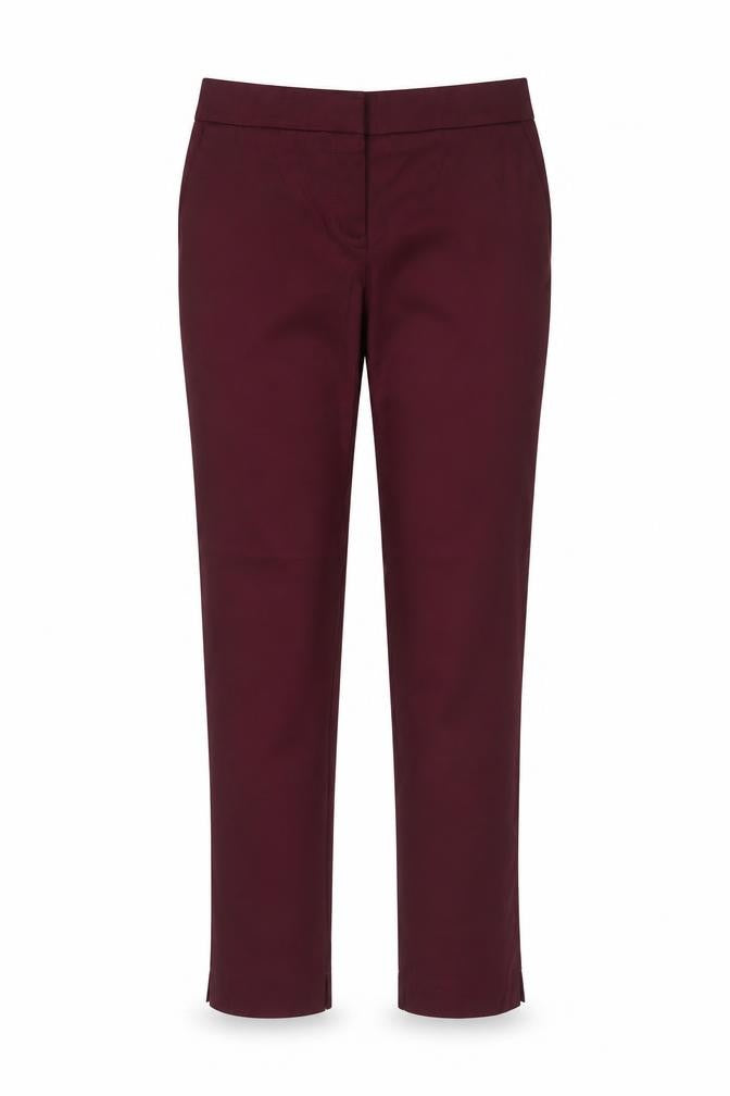 Bianca Women Red UK 12 Slim Tapered Cotton Dress Trousers