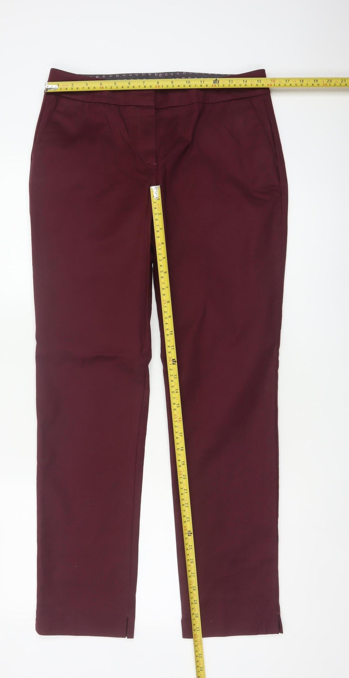 Bianca Women Red UK 12 Slim Tapered Cotton Dress Trousers