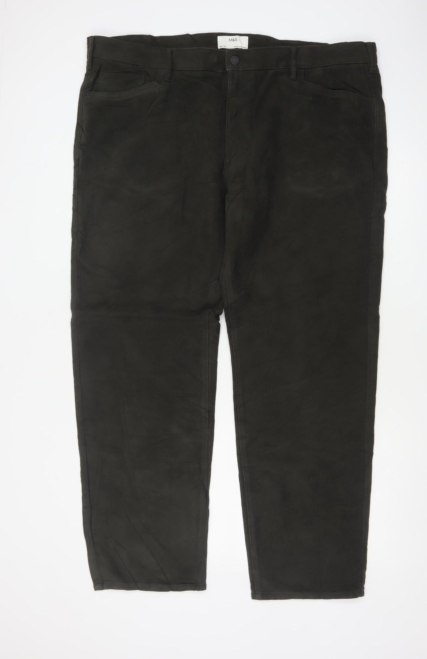Marks & Spencer Men’s Black 44in 31in Straight Cotton Trousers