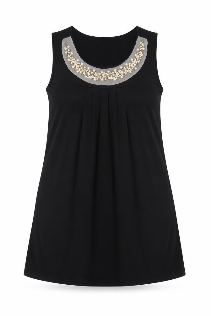 Almost Famous Women Black UK 14 A-Line Beaded Wool Blend Party Dress