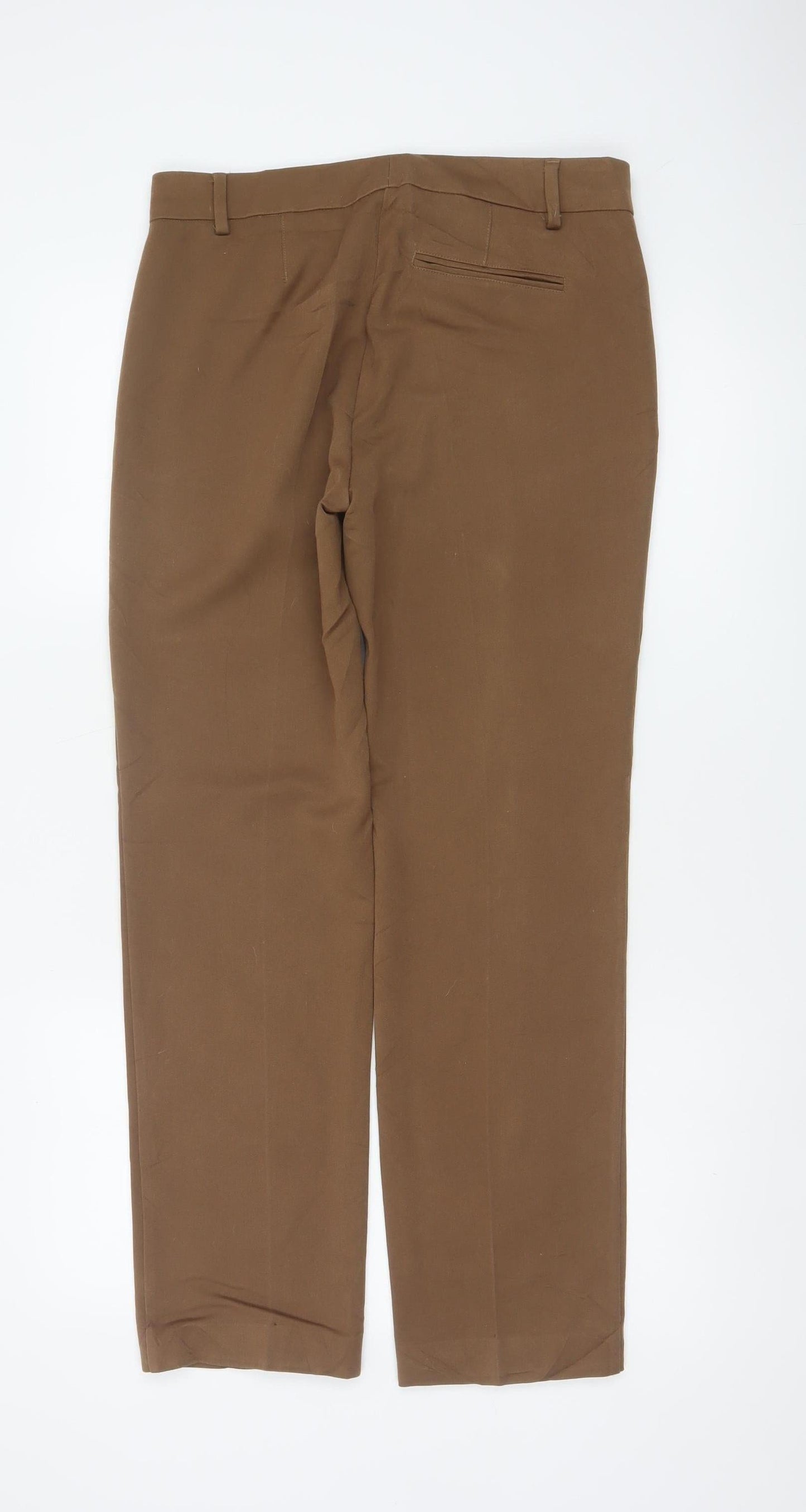 Marks & Spencer Women Brown UK 10 Straight Tailored Dress Trousers