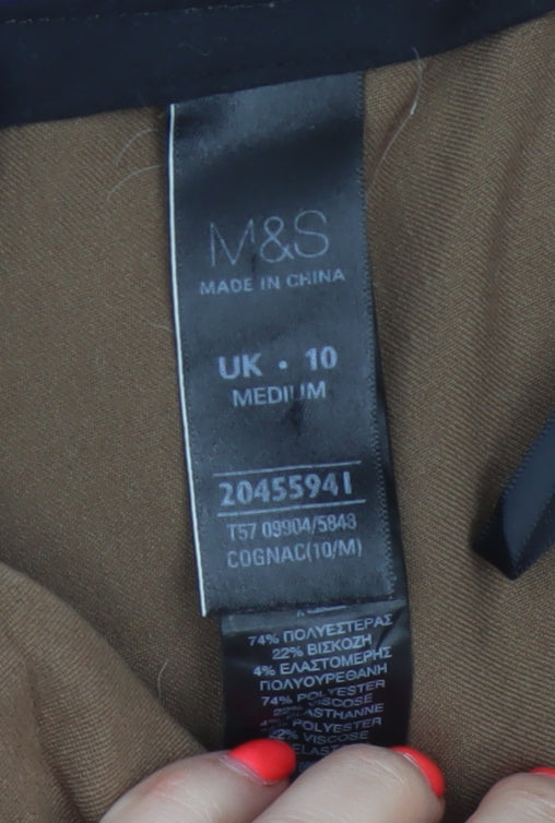 Marks & Spencer Women Brown UK 10 Straight Tailored Dress Trousers