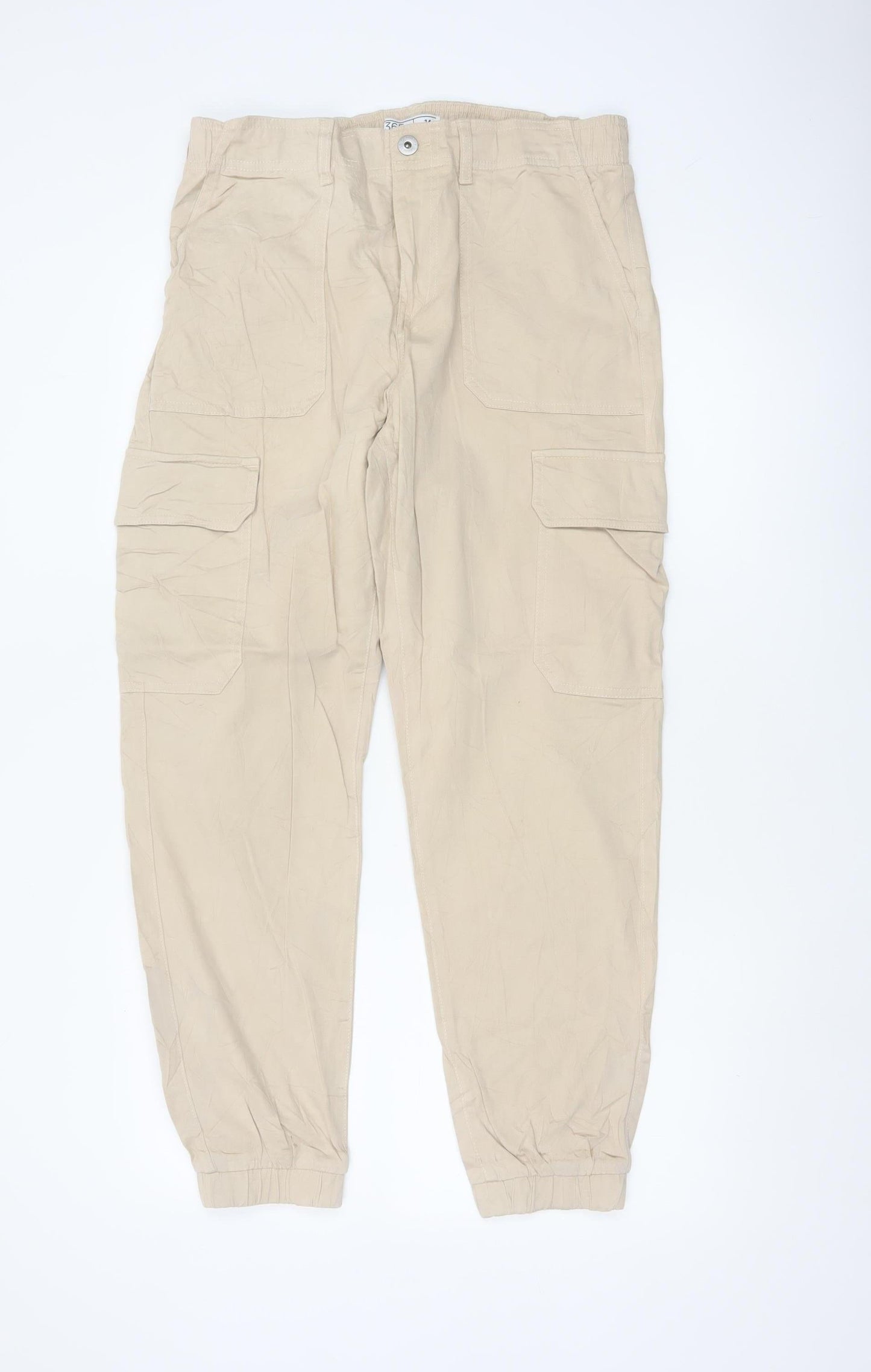 365 Women’s Beige Size 14 Cotton Stretch Cargo Jogger Trousers