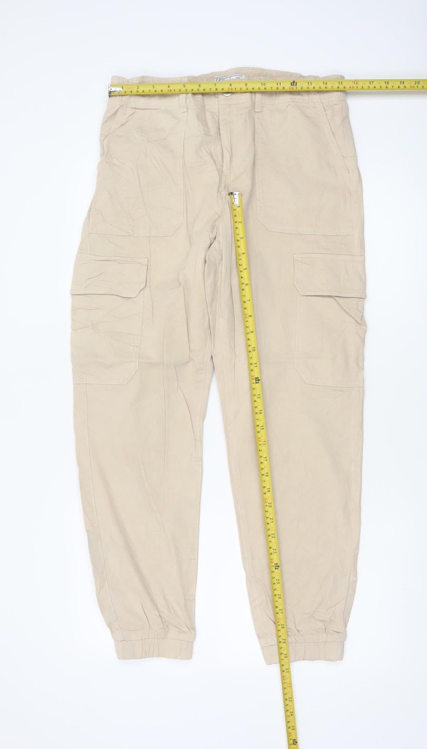 365 Women’s Beige Size 14 Cotton Stretch Cargo Jogger Trousers