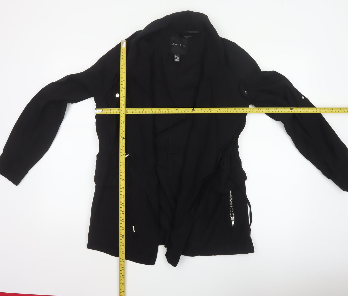New Look Women’s Black UK 10 Short Drawstring Zip Pocket Jacket