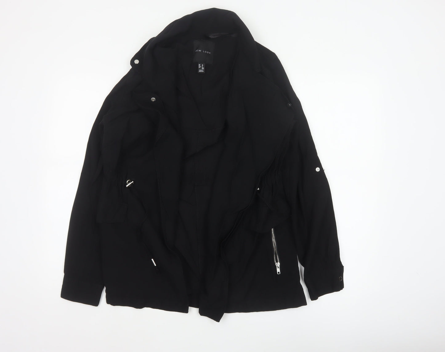 New Look Women’s Black UK 10 Short Drawstring Zip Pocket Jacket
