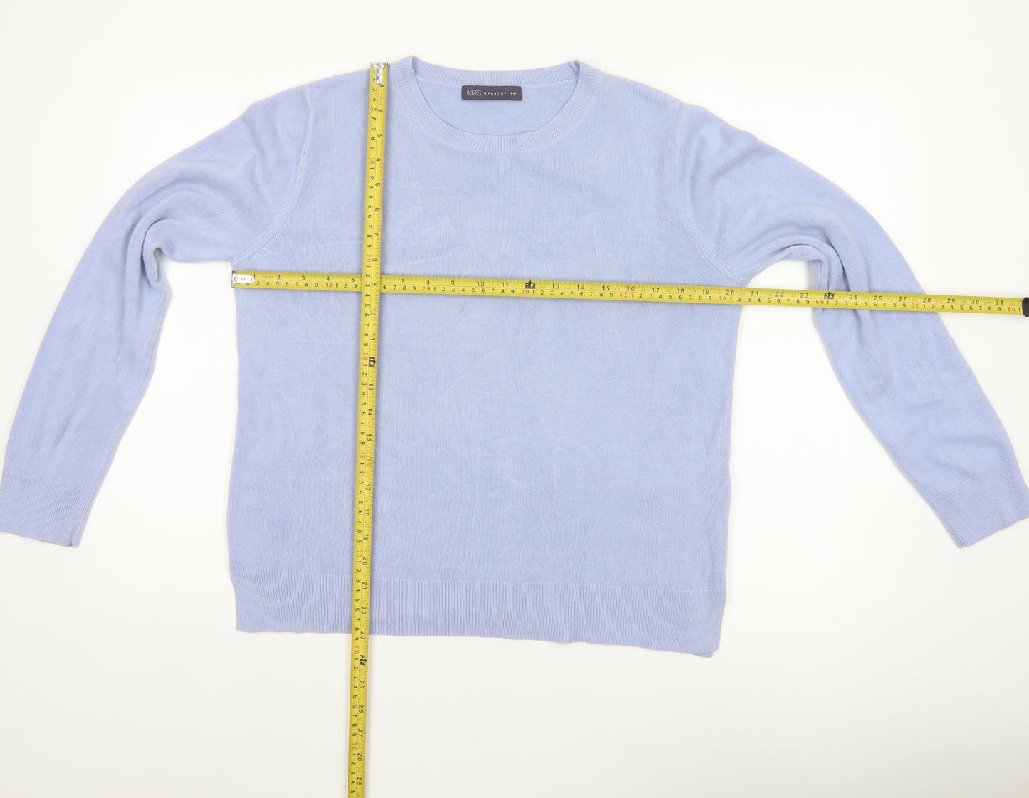 Marks and Spencer Women Blue UK 14 Crew Neck Acrylic Pullover Jumper
