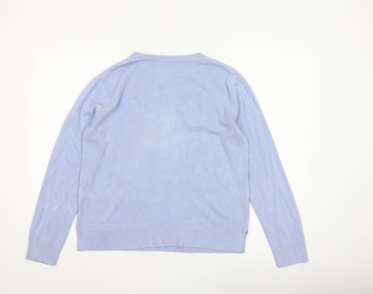 Marks and Spencer Women Blue UK 14 Crew Neck Acrylic Pullover Jumper