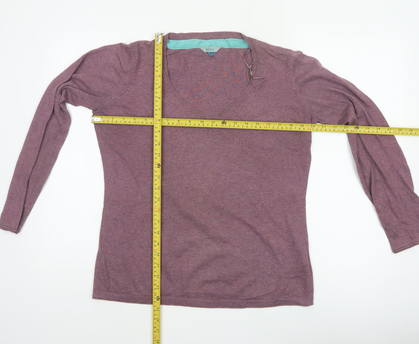 Fat Face Women’s Purple Size 14 V-Neck Lace-Up Knit Jumper