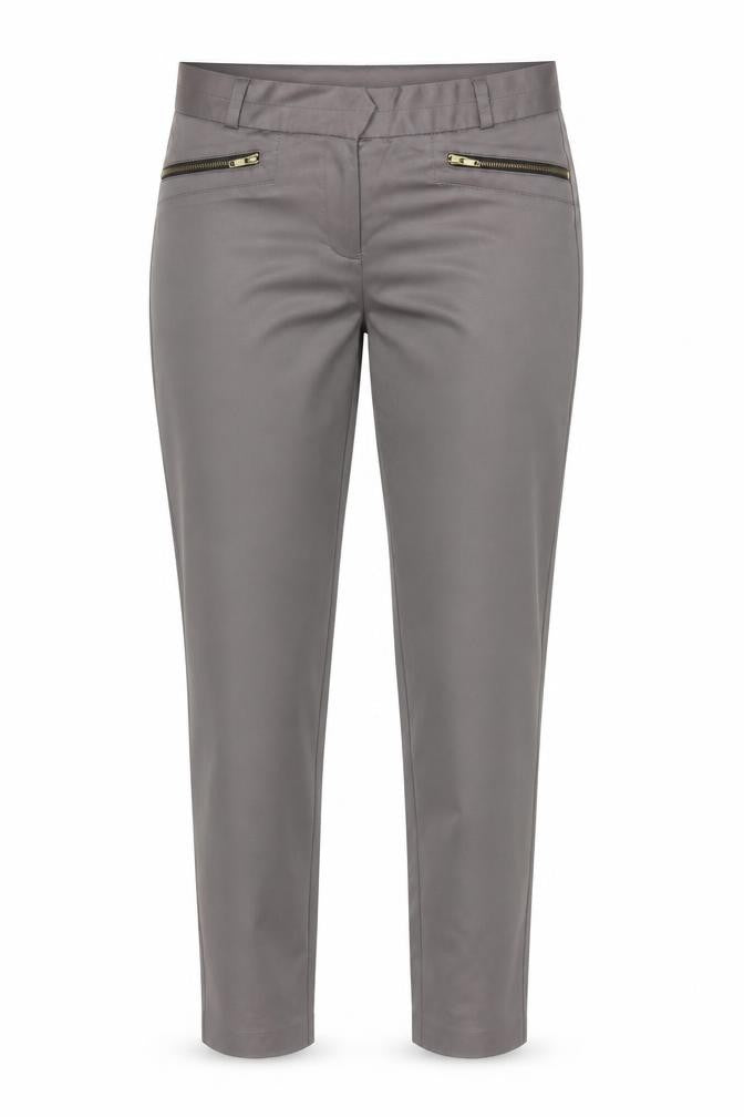 Front view of Dorothy Perkins Women Grey UK 12 Tapered Trousers Zip Pockets