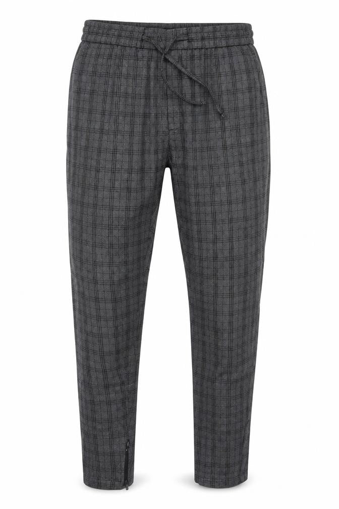Kings Will Dream Men's Grey Check XS Jogger Trousers Drawstring Tapered