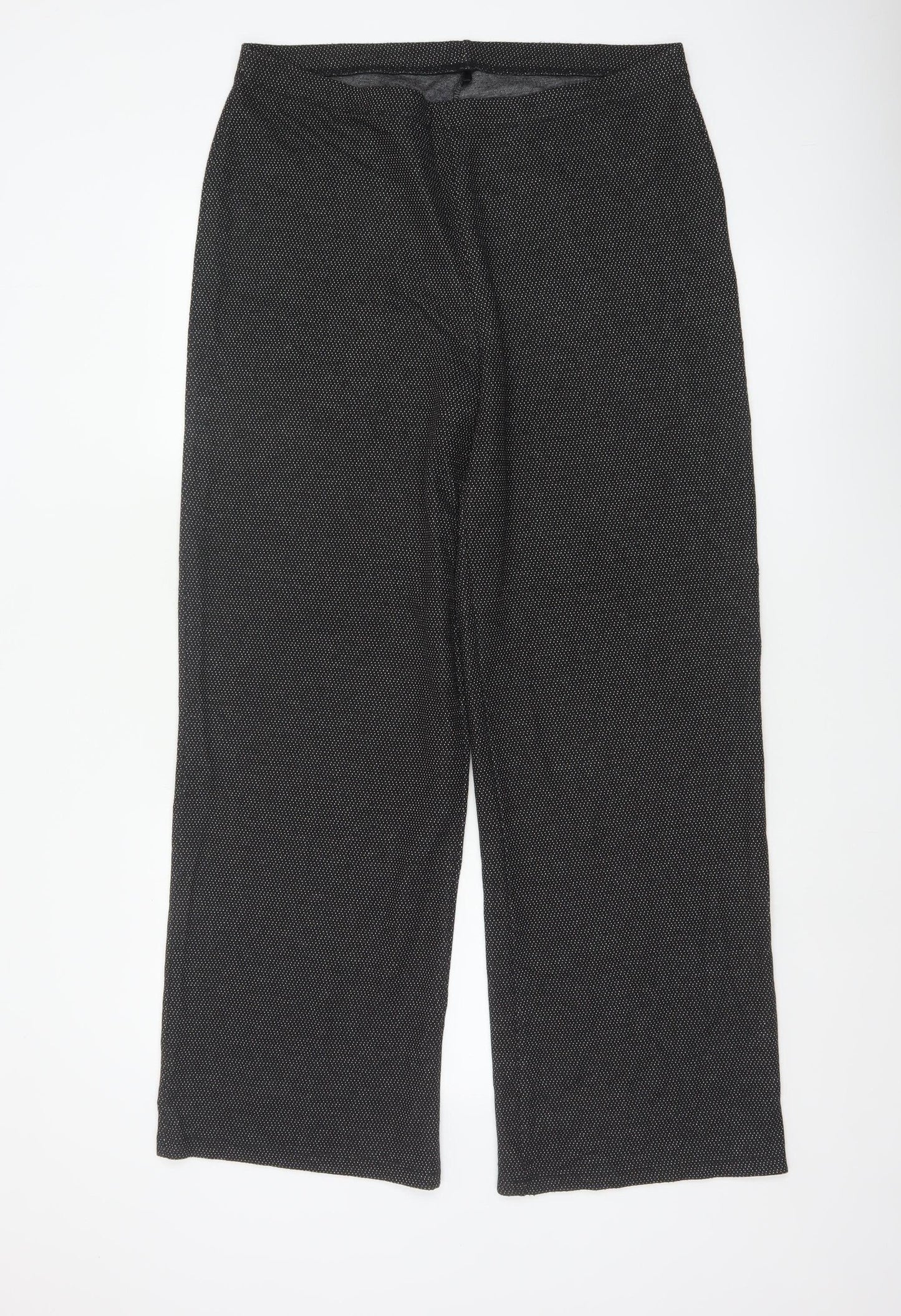 Marks and Spencer Women’s Black Mix UK 16 Wide-Leg Pull-On Trousers
