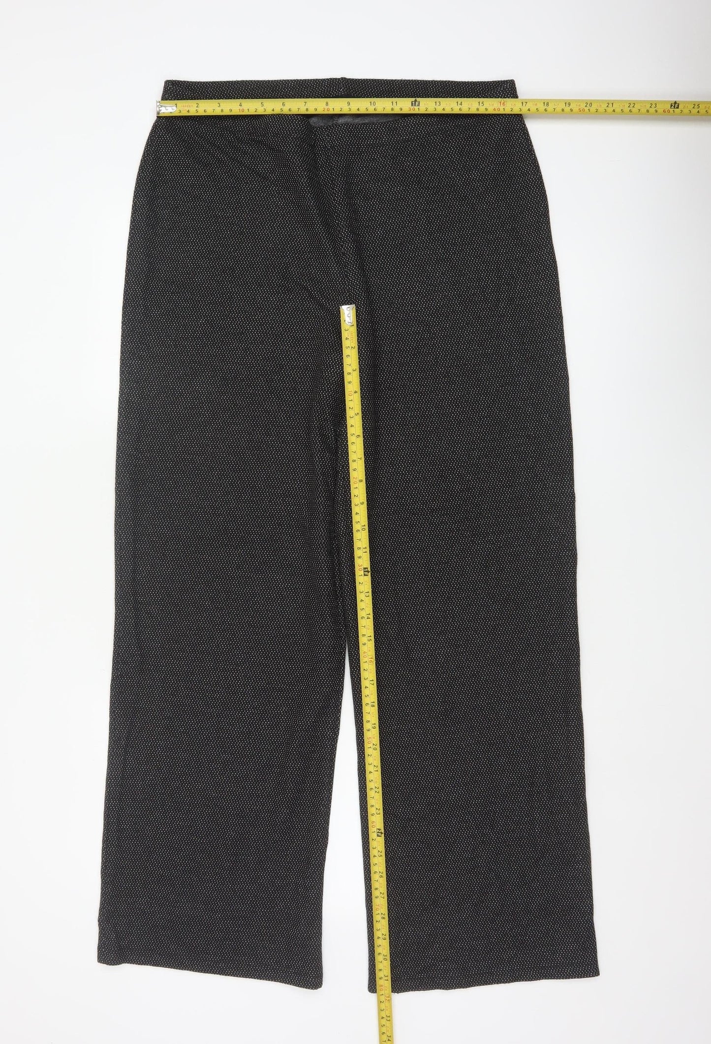Marks and Spencer Women’s Black Mix UK 16 Wide-Leg Pull-On Trousers