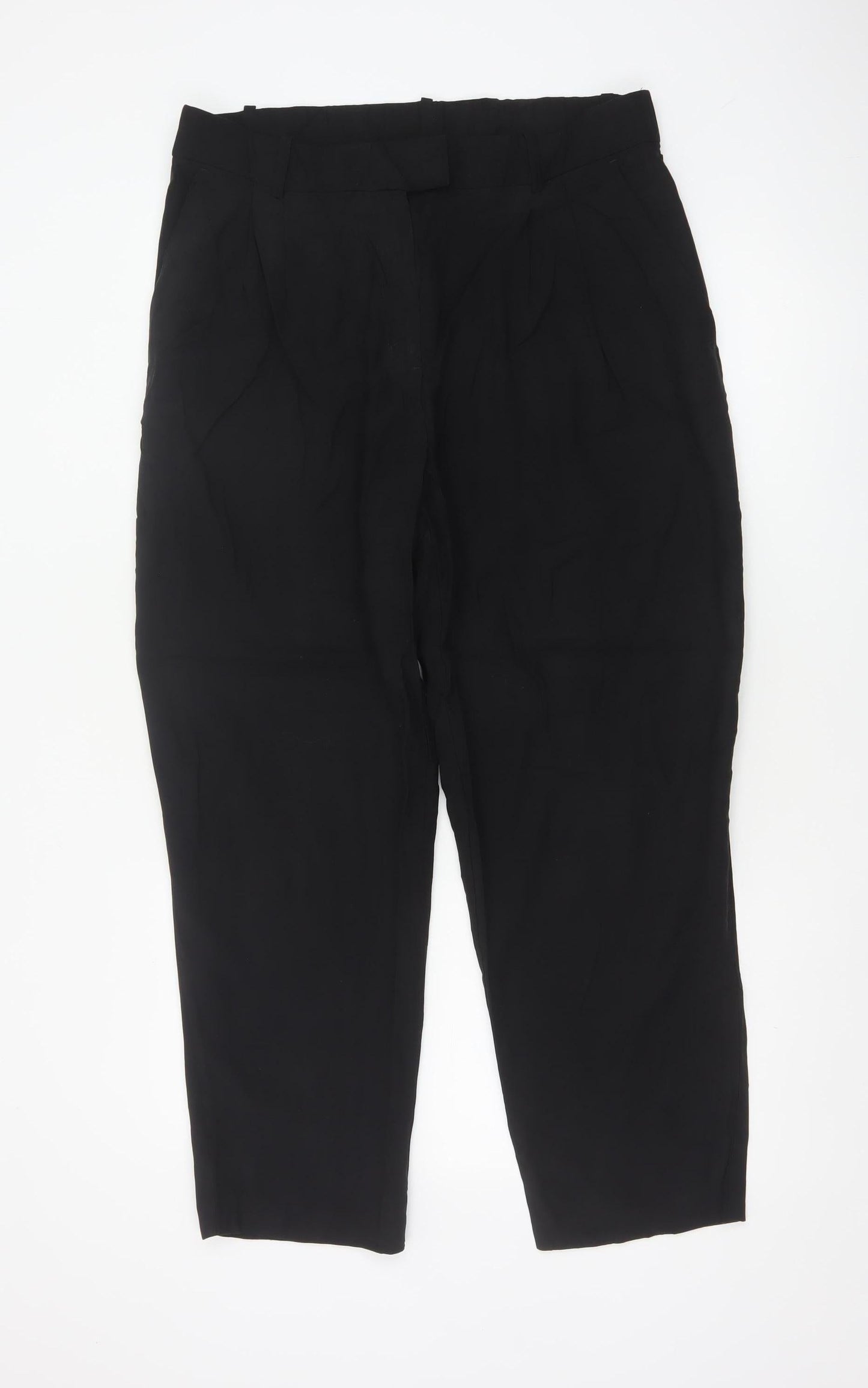 H&M Women Black UK 18 High Rise Tapered Tailored Dress Trousers