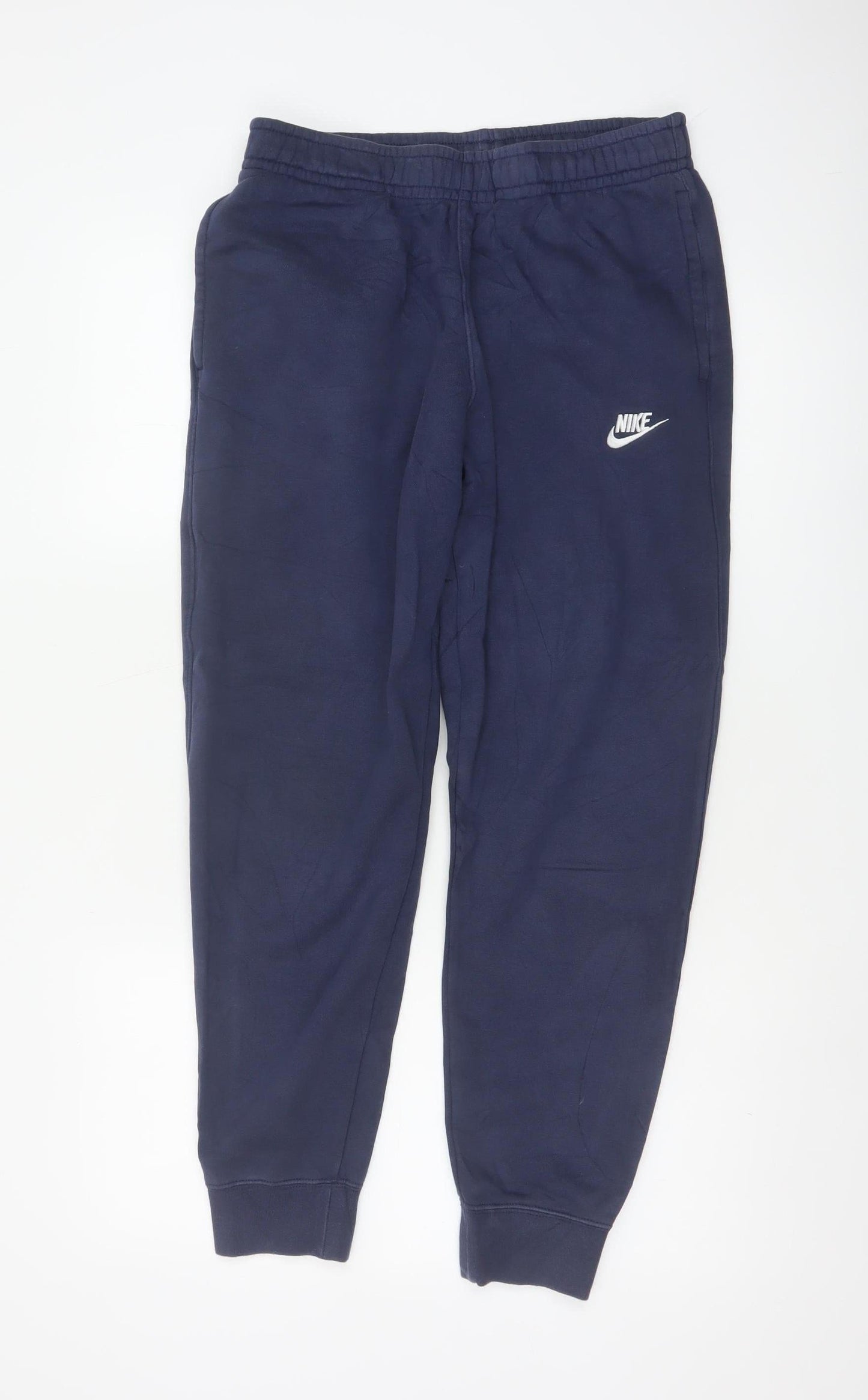 Nike Men’s Blue S Fleece Jogger Sweatpants Logo Cuffed Trousers