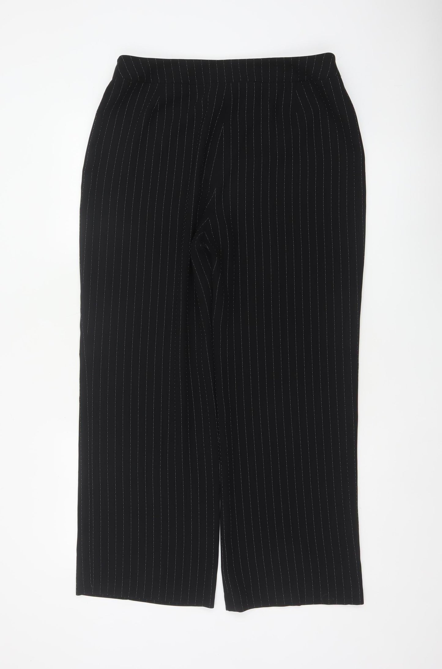 Anne Brooks Women’s Black Pinstripe Petite UK 14 Straight Dress Trousers