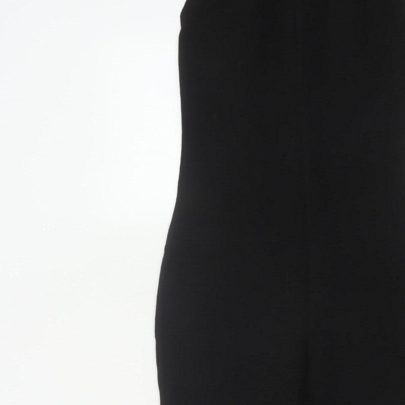 Zara Women Black S High Neck Sleeveless Zip Flared Jumpsuit