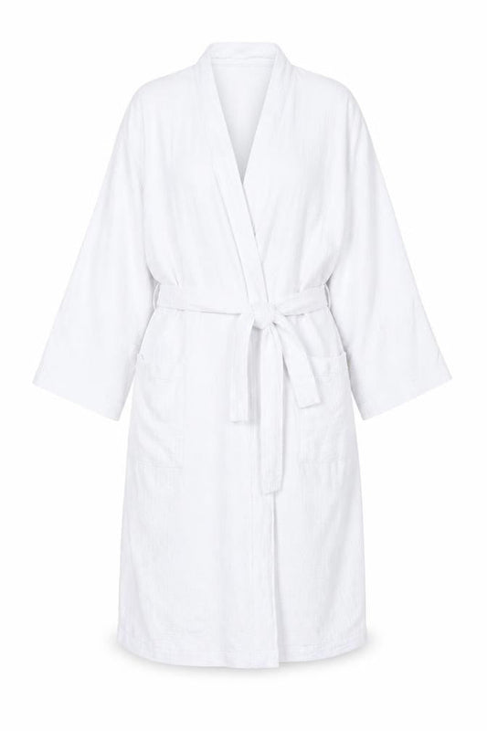 Marks & Spencer Women White Cotton Kimono Robe Size L Belted