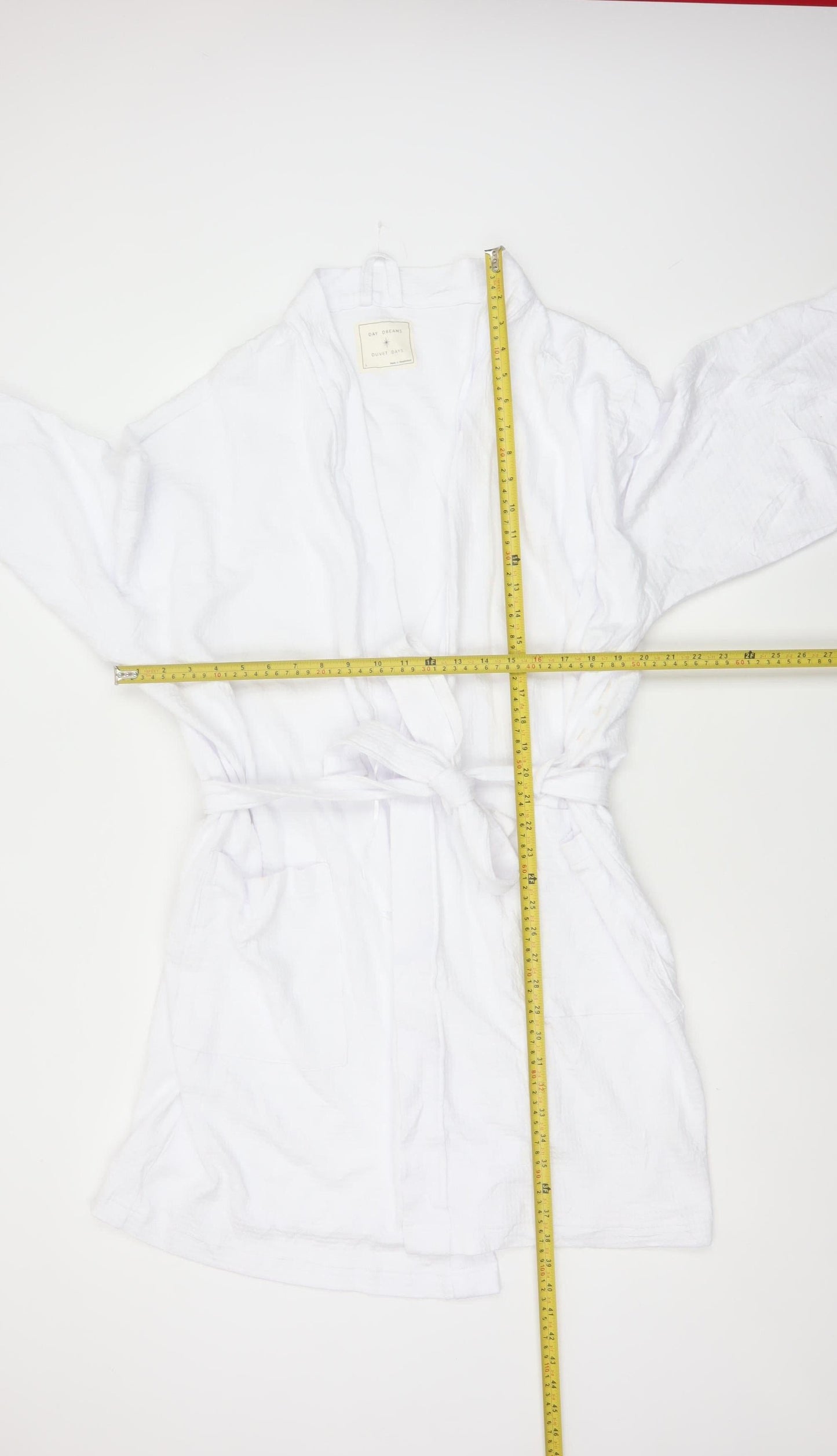 Marks & Spencer Women White Cotton Kimono Robe Size L Belted