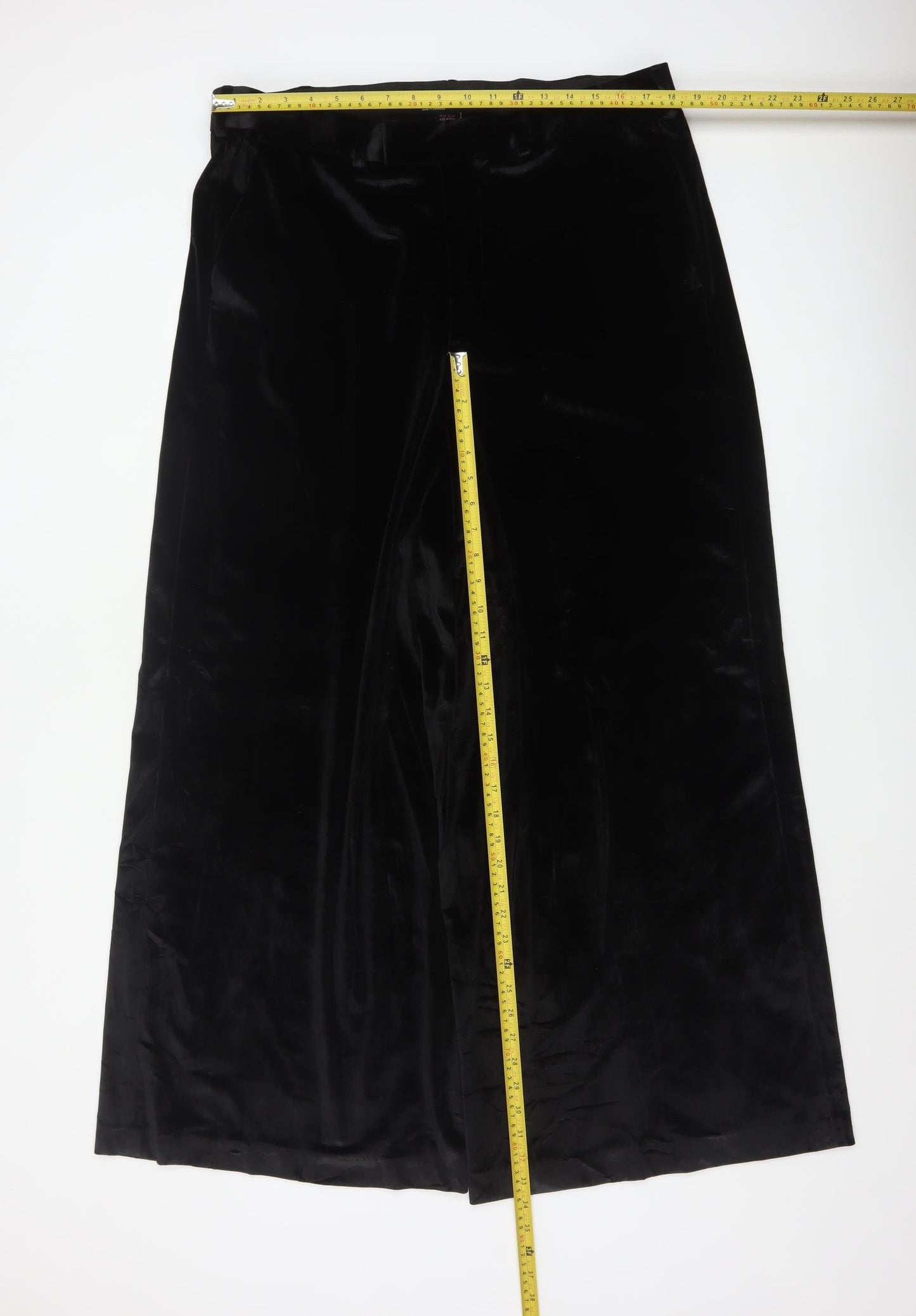ASOS Design Black Velvet Wide-Leg Trousers Waist 38 Leg 32
